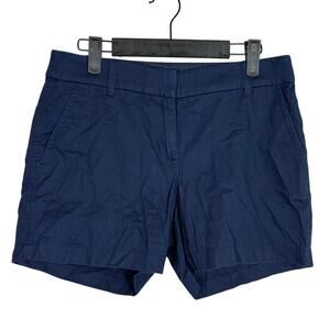J. Crew Cotton Classic Chino Utility Flat Front Pocket Casual Shorts 4 Navy Blue
